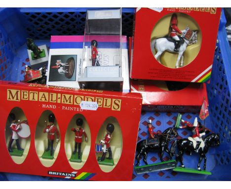 A Quantity of Modern Britains White Metal Military Figures, both mounted and on foot, including # 7210 Scots Guard Drum and B