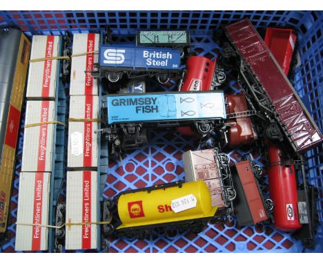 A Quantity of 'OO' Gauge Rolling Stock, by Hornby, Lima etc, tankers, box vans, hoppers, bogie container, wagon etc, unboxed,