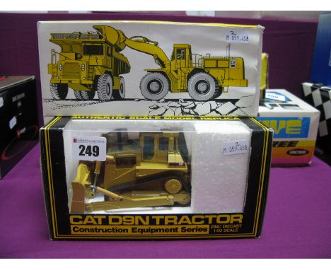 Two NZG Modelle (Germany) 1:50th Scale Diecast Model Plant Machinery Construction Vehicles, #298 CAT DAN Tractor, #167 Radlad