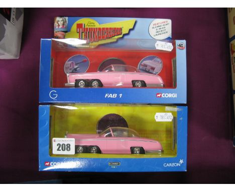 Two Modern Corgi Diecast Model #CC00601 Thunderbirds FAB1 Vehicles 'Pink', complete with Lady Penelope and Parker plastic fig
