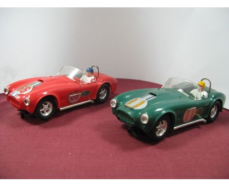 Two Original Scalextric, A.C. Cobra Cars, one red, one green.