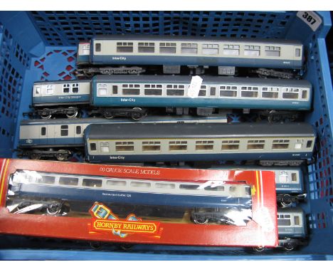 A Quantity of Hornby 'OO' Gauge Inter-City BR Blue/Grey Coaches, Sleeper, Guard Composite, unboxed, condition fair to good (e