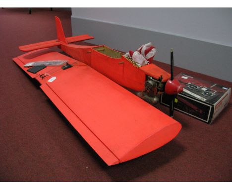 A Balsa Wood Construction Scale Model Radio Controlled Aircraft, fitted with engine, fuel tank, Prafa indirect Drive RS2000 (