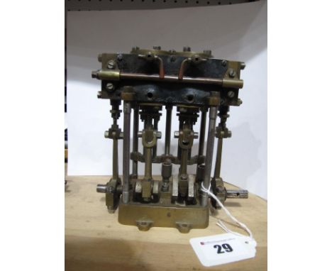 A Stuart or Similar Compound Twin Marine Engine, flywheel/base missing, as well as other small parts.