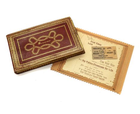 A Victorian souvenir 1838, comprising a tooled leather box containing a hand-coloured frontispiece, a handwritten note 'My de