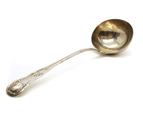 A Victorian Scottish silver ladle,by James McKay, Edinburgh 1841, King's pattern, engraved to the underside with an 'M'35cm w