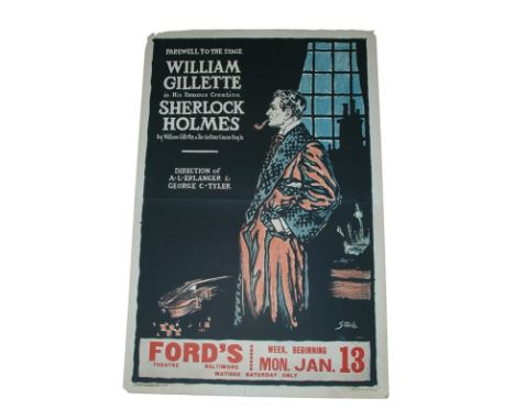 1916 - Sherlock Holmes - Window Card - Widely Recognised as the first Sherlock Holmes film, William Gillette played Holmes on