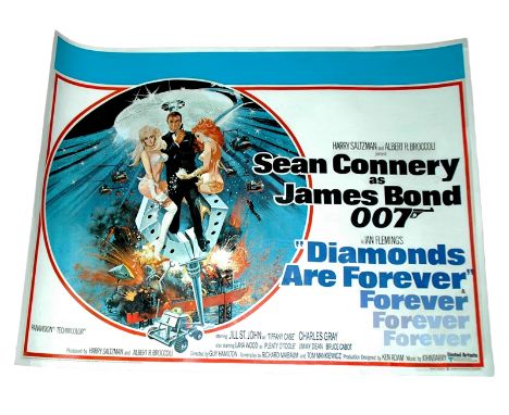 1971 - Diamonds are Forever - UK Quad -  Art by Robert McGuinnes Country of Origin   Condition: Linen Backed Good to Fine