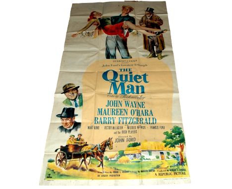 1952 - Quiet Man - US Three Sheet - Spectacular art for big John Wayne and his captured fiesty Irish lady Maureen O'Hara.   C