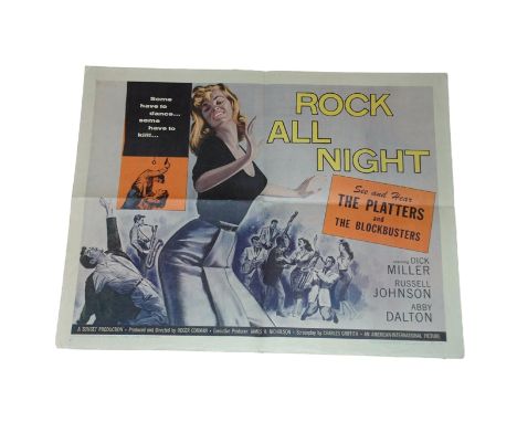 1957 - Rock All Night - US Half Sheet - Superb period art of the Rock 'n' Roll phenomenon of the 1950's.   Condition: Folded 