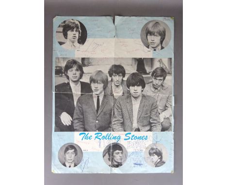 Autographs - Signed Rolling Stones poster from Bridlington Spa gig in 1964, signed by Jagger, Jones, Richards, Wyman & Watts 