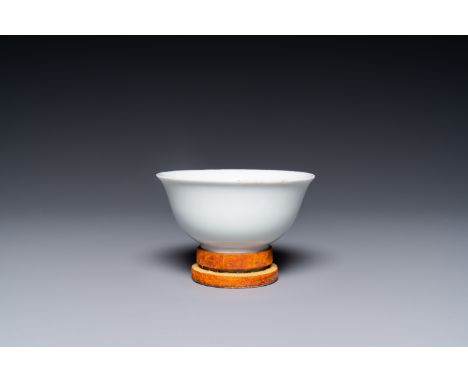 Full title: A Chinese monochrome white-glazed bowl, Jinlu Dajiao Tan Yong 金箓大醮壇用 mark, JiajingDescription:Dia.: 9 cm - H.: 4,