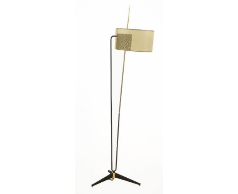 A brass patinated standard lamp, 1950s, probably Italian,180cm high