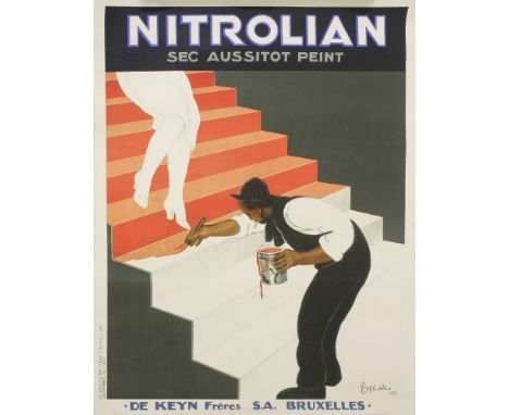 A poster,'Nitrolian Sec Aussitot Peint', designed by Leonetto Cappiello, lithograph in colours, inscribed in print 'Les Nouve