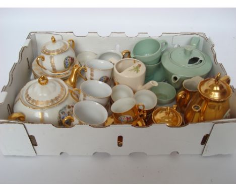 A Czech six setting tea service, a Czech gold lustre six setting coffee service etc. 