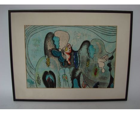 Ikutmomo Kuroki (b. 1945, Japanese).  Woodblock print 1/10 dated 1966 2.30, signed.
54 x 38cm.