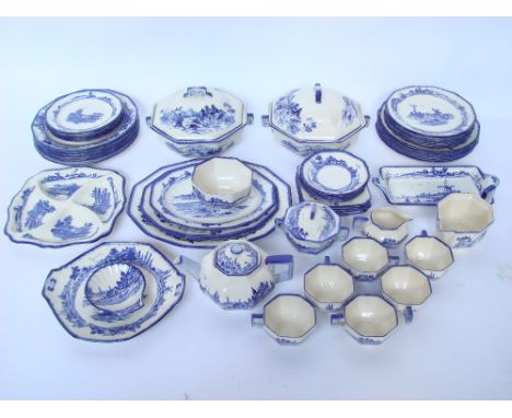 A Royal Doulton Norfolk pattern six setting dinner and tea service comprising seven 10" plates, six 9.5" plates, six 8.5" pla