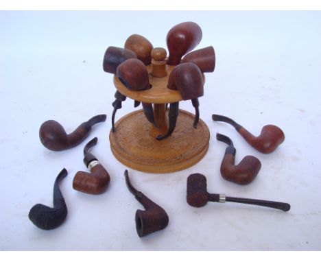 A selection of thirteen walnut pipes, Ben Wade, Peterson, Georg Jensen, Hardcastles, Duncan etc, two with silver collars and 