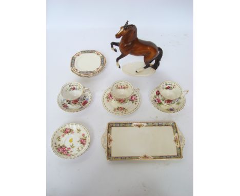 A Goebel figure of a rearing horse impressed CE 309, 1969,Grindley & Co 'The Countess' pattern with six setting sandwich set 