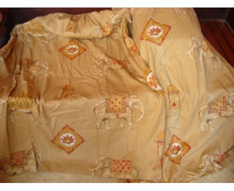A pair of curtains, yellow/brown with elephant design.
230cm wide x 82cm long. 