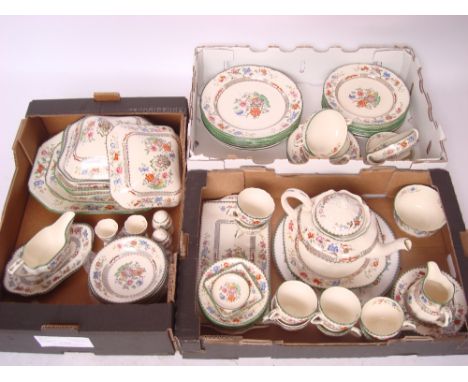 An extensive part Spode Chinese rose pattern dinner and tea service comprising eight dinner plates, nine medium plates, four 