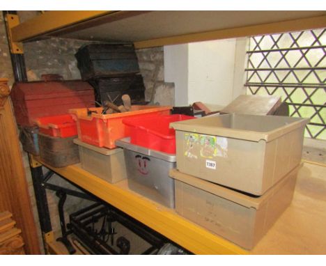 A quantity of tools, etc, to include a number of small ring spanners, further spanners, sockets, gate hinges, post supports, 