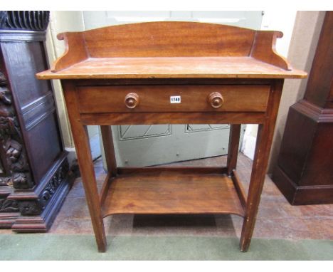 An early 19th century satin birch side table with three quarter gallery, frieze drawer, square taper supports and under shelf