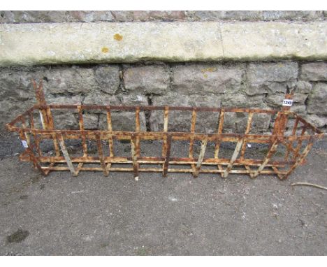 A vintage open strap work wall mounted planter with weathered painted finish together with two Sankey Terra Perma moulded fac