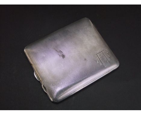 1930s silver engine turned cigarette case, maker F.F. Birmingham 1934, 11 cm long, 4oz approx