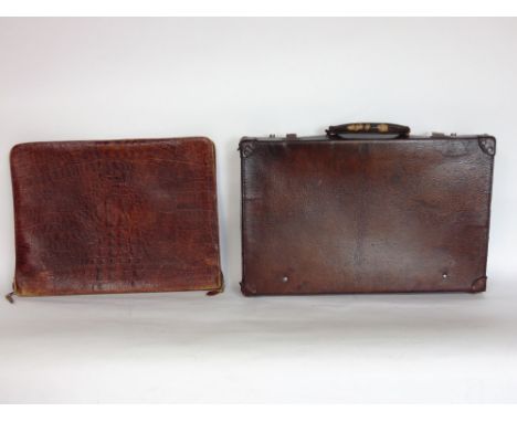 Vintage leather swaine hoeney brig leather brief case together with a further Mulberry case (2)