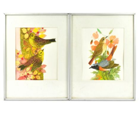 NORMAN MAKINSON (1921-2010); pair of watercolour studies, 'Redstart Cock and Hen', 'Yellow Hammer Cock and Hen', one example 