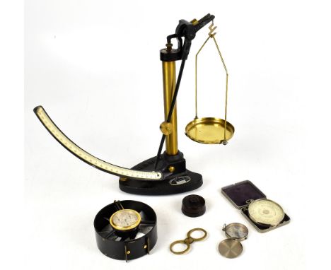 GRIFFIN &amp; GEORGE; a set of balance scales and a Fowles textile conversation calculator, a Velociti cased compass, etc.