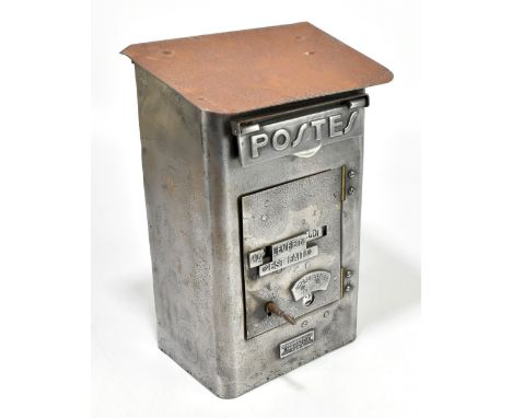 PICARD SAUERBACH &amp; CIE; a French metal postbox, the lockable door with three apertures for day and date, the back of the 