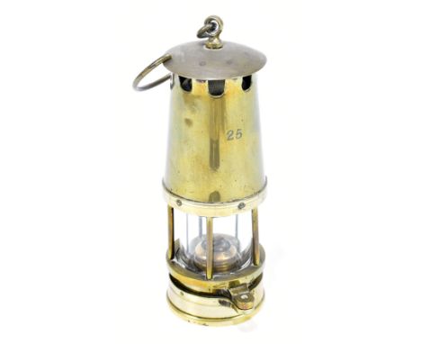 A brass Davey lamp, no.25, height 21cm.