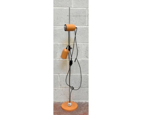 A mid century standard lamp with with brown coloured shades and stand, height 138cm.&nbsp;