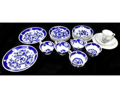 HILDITCH; early 20th century mixed blue and white tea services, one example decorated with birds in flight, the second decora