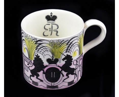 ERIC RAVILIOUS FOR WEDGWOOD; a coronation mug produced to commemorate the coronation of Her Majesty Queen Elizabeth II 1953, 