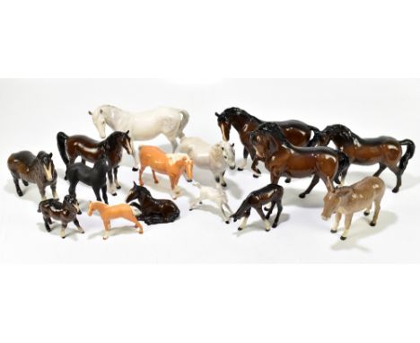 ROYAL DOULTON; a collection of ten horses and three similar Beswick examples, also a Beswick donkey (14).Additional Informati