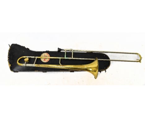 A vintage H.M. White King 2B Liberty trombone.Additional InformationRust, scratches and dents throughout.&nbsp;