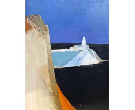 DONALD HAMILTON FRASER RA (1929-2009); large oil on canvas, “Seascape with cliffs”, signed, titled and dated July 1966 verso,