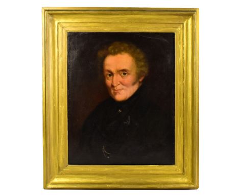 UNATTRIBUTED; a 19th oil on canvas, portrait study of a gentleman, 53 x 43cm, framed.