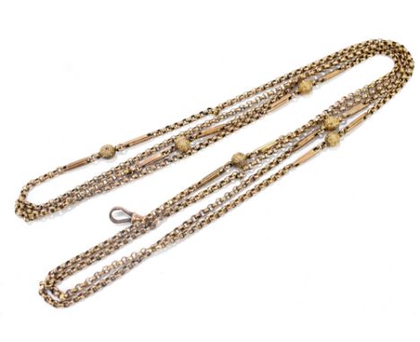A 9ct gold Albert chain, 21g, length 72cmAdditional InformationStamped 9c to the clasp, the chain unmarked&nbsp;