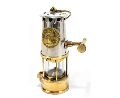 PROTECTOR LAMP AND LIGHTING CO. LTD; A type 6 gas testing miners safety lamp with inlet tap on the side bonnet, height 23cm.&