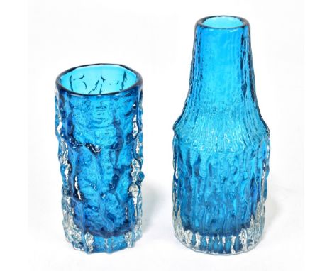 GEOFFREY BAXTER FOR WHITEFRIARS GLASS; two pieces decorated in the Kingfisher Blue colourway, comprising bottle vase, height 