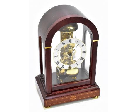 SEWILLS OF LIVERPOOL; a modern mantel clock, with silvered Roman numeral chapter ring and movement striking on a bell, in dom