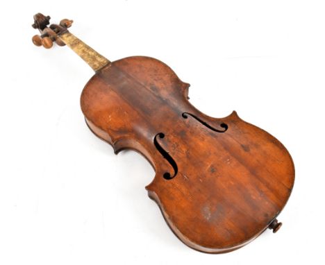 A full-size violin for restoration, with two piece back, length 35.5cm, branded below the button 'Pachen London'.Additional I