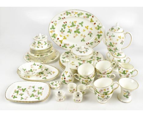 WEDGWOOD;&nbsp; a 'Wild Strawberry' pattern part coffee and dinner service, including a coffee pot and cover, six cups, six s