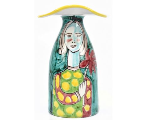 BITOSSI; An Italian faience vase, decorated with a female figure holding a flower, height 21cm.&nbsp;Additional InformationGo