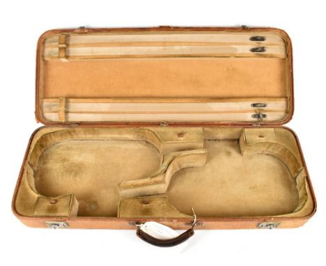 A vintage leather covered double violin case.