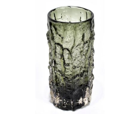 GEOFFREY BAXTER FOR WHITEFRIARS GLASS; a large Bark effect vase, decorated in the Willow colourway, height 23.5cm.Additional 